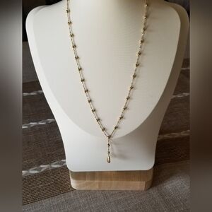 14K Gold Tear Drop Beaded Necklace